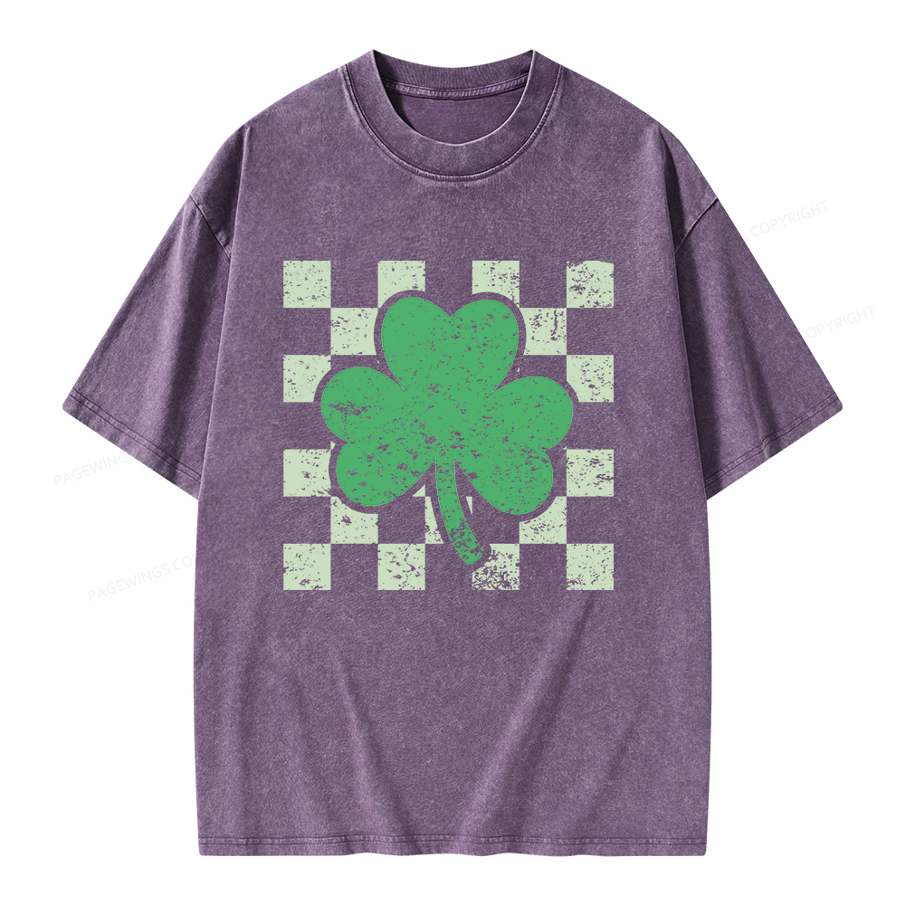 Pagewings St Patrick's Shirt, Shamrock Shirt Unisex Washed T-shirt