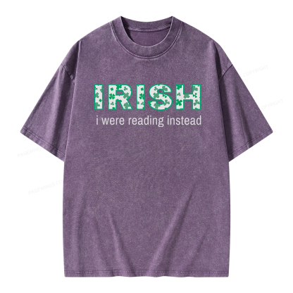 Pagewings St Patrick's Day Reading Teacher t Shirt Unisex Washed T-shirt