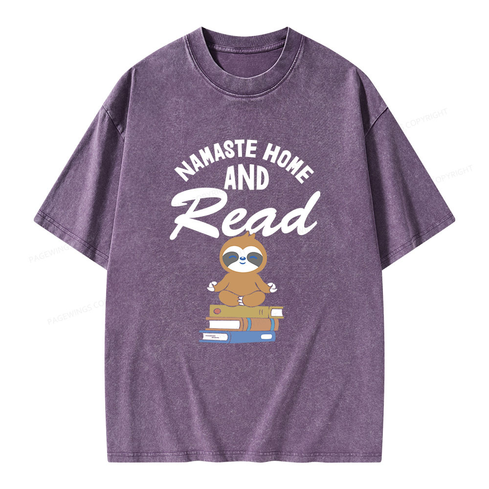 Pagewings Namaste Home And Read Unisex Washed T-shirt