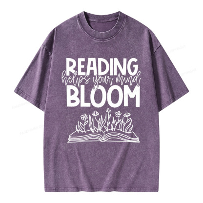 Pagewings Reading Helps Your Mind Bloom Unisex Washed T-shirt