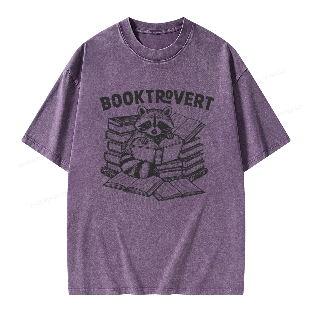 Pagewings  A Raccoon Reading Seriously Unisex Washed T-shirt