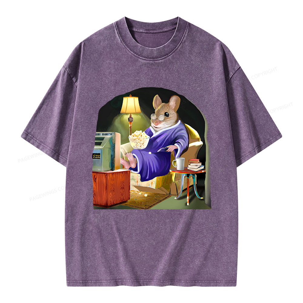 Pagewings Leisurely Mouse Unisex Washed T-shirt