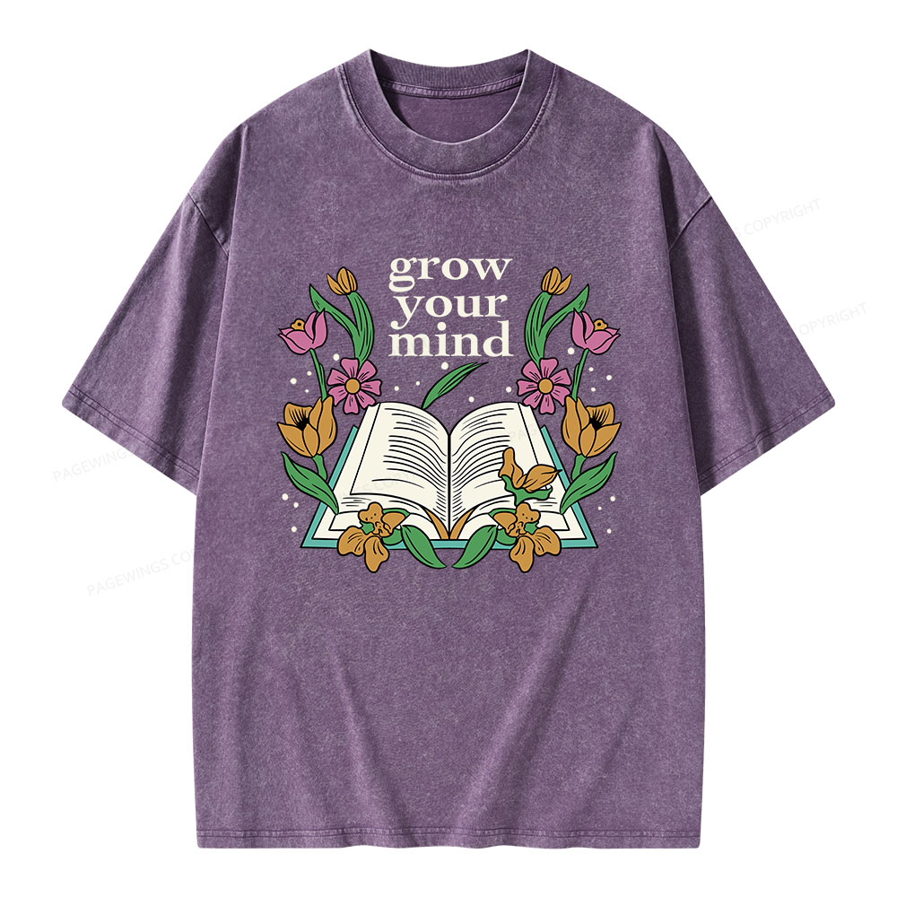 Pagewings Grow Your Mind Unisex Washed T-shirt