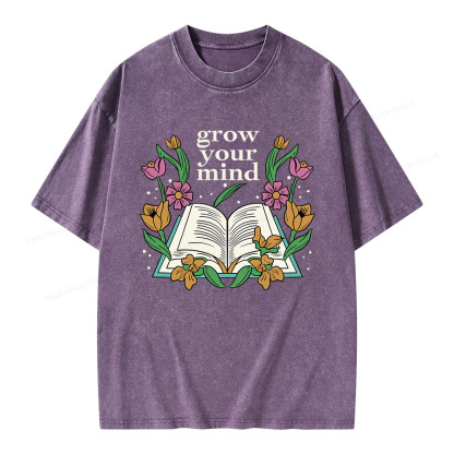 Pagewings Grow Your Mind Unisex Washed T-shirt