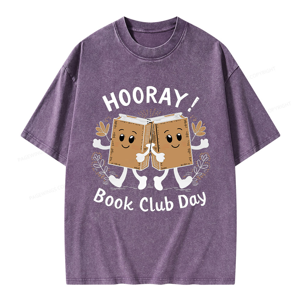 Pagewings Hooray Book Club Day Unisex Washed T-shirt