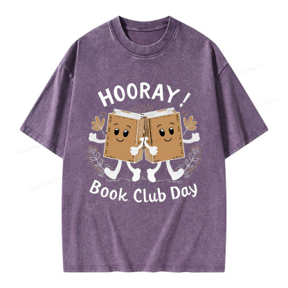 Pagewings Hooray Book Club Day Unisex Washed T-shirt