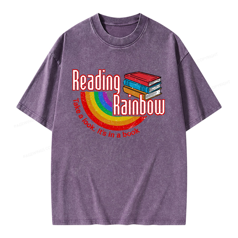 Pagewings Reading Rainbow Unisex Washed T-shirt