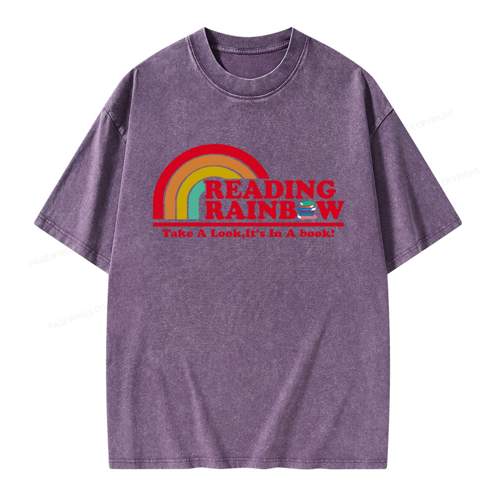Pagewings Reading Rainbow Unisex Washed T-shirt
