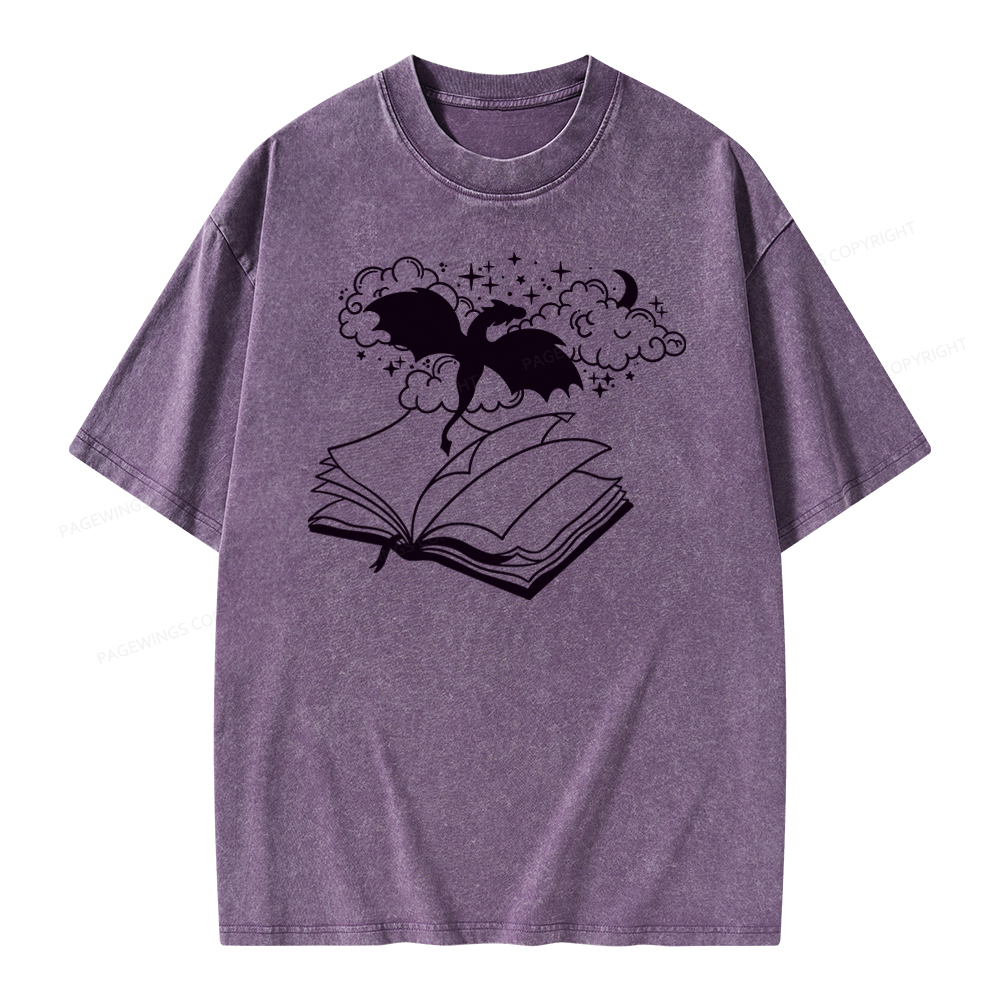 Pagewings Dragon Book Unisex Tee Unisex Washed T-shirt