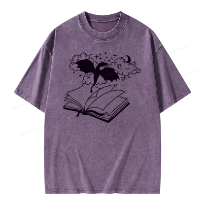 Pagewings Dragon Book Unisex Tee Unisex Washed T-shirt