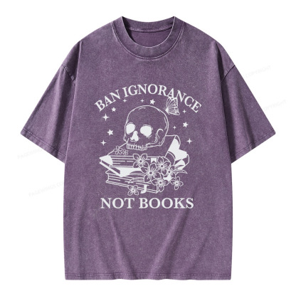 Pagewings Ban Ignorance Not Books Unisex Washed T-shirt
