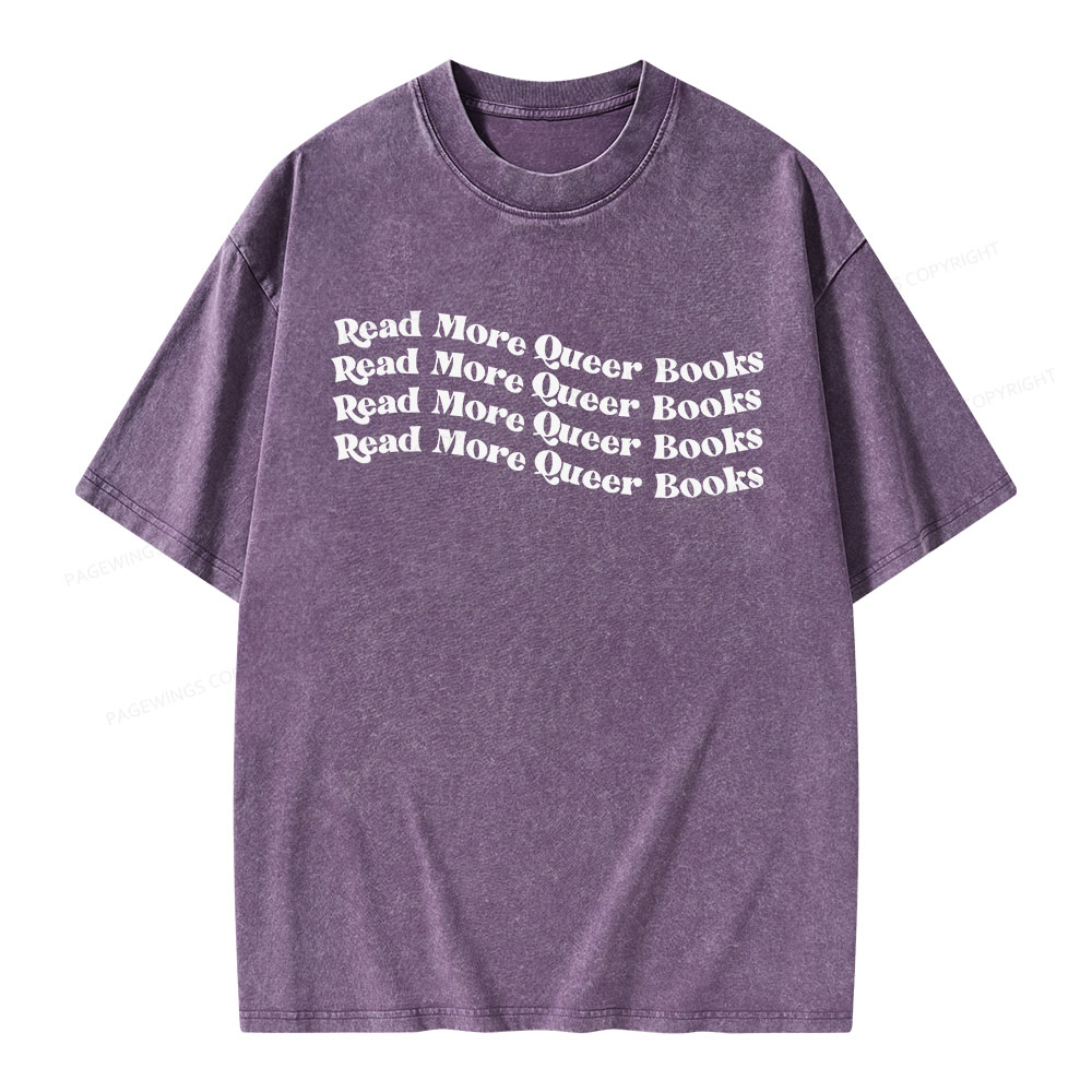 Pagewings Read More Queer Books Unisex Washed T-shirt