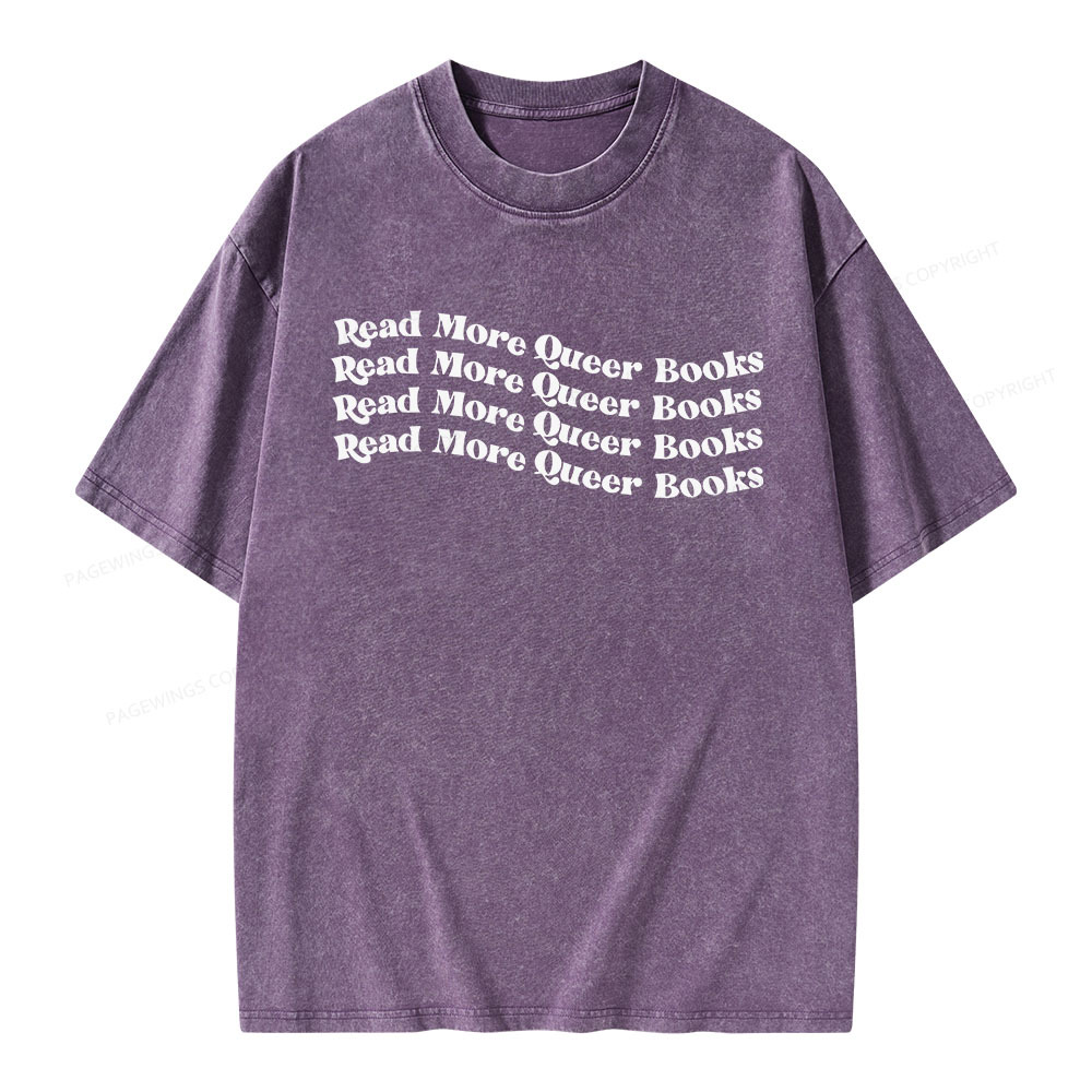 Pagewings Read More Queer Books Unisex Washed T-shirt