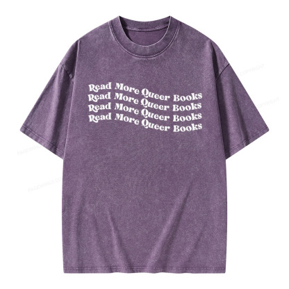 Pagewings Read More Queer Books Unisex Washed T-shirt