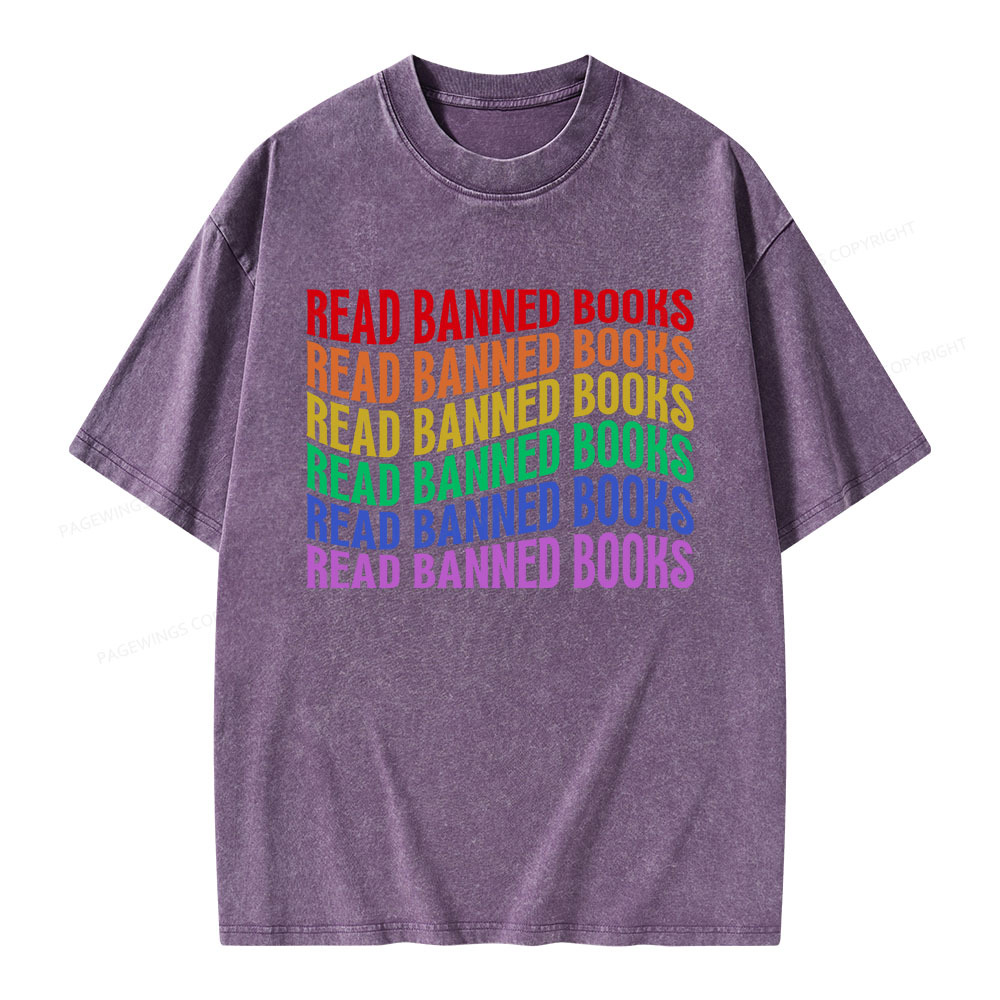 Pagewings Read Banned Books Unisex Washed T-shirt