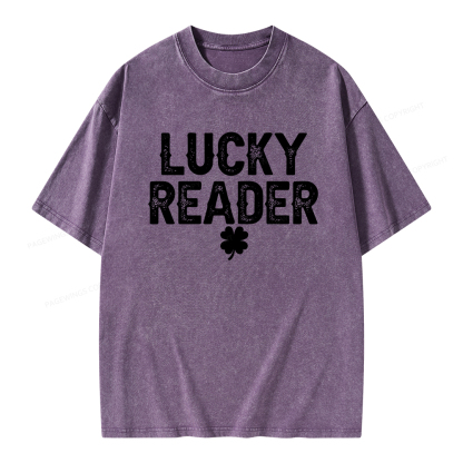 Pagewings Lucky and Lucky Fucker Graphic Tees Unisex Washed T-shirt