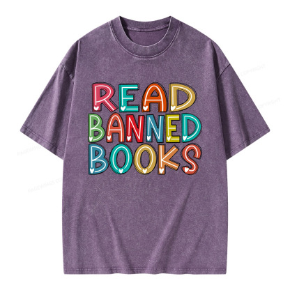Pagewings Read Banned Books Unisex Washed T-shirt