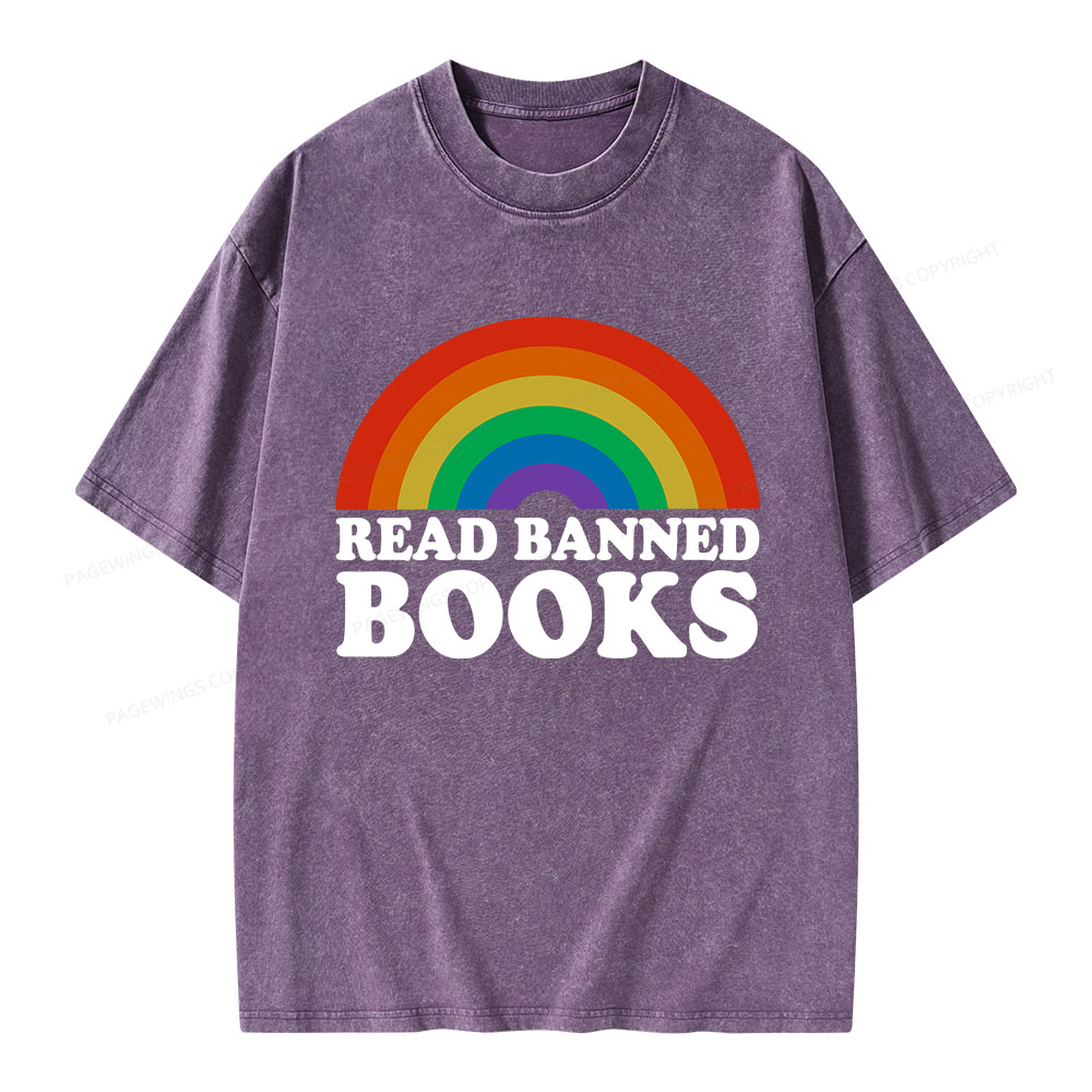 Pagewings Read Banned Books Unisex Washed T-shirt