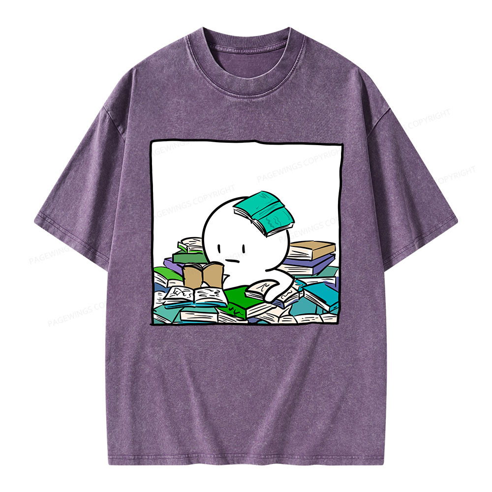 Pagewings Drowning In Books But Loving Every Moment Unisex Washed T-shirt