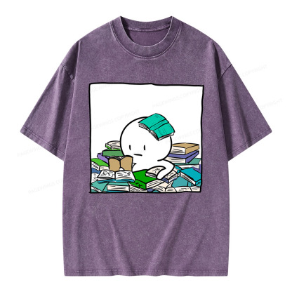 Pagewings Drowning In Books But Loving Every Moment Unisex Washed T-shirt