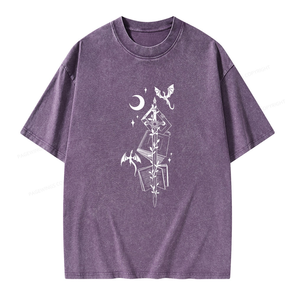 Pagewings Book Dragons Unisex Washed T-shirt