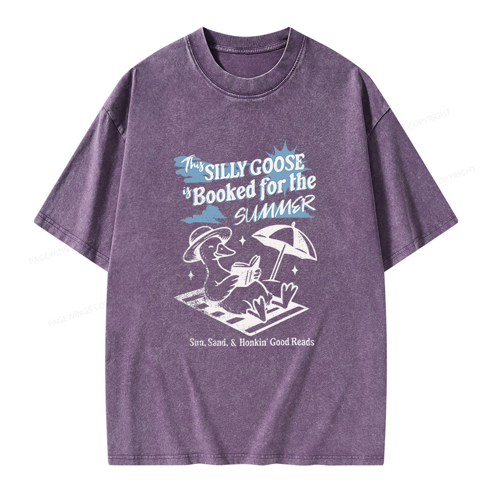 Pagewings Silly Goose Booked for the Summer Unisex Washed T-shirt