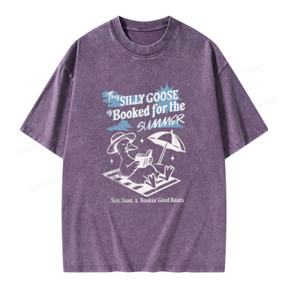 Pagewings Silly Goose Booked for the Summer Unisex Washed T-shirt