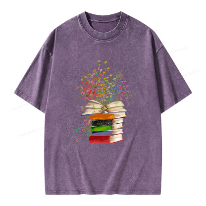Pagewings Books Bloom With Knowledge Unisex Washed T-shirt