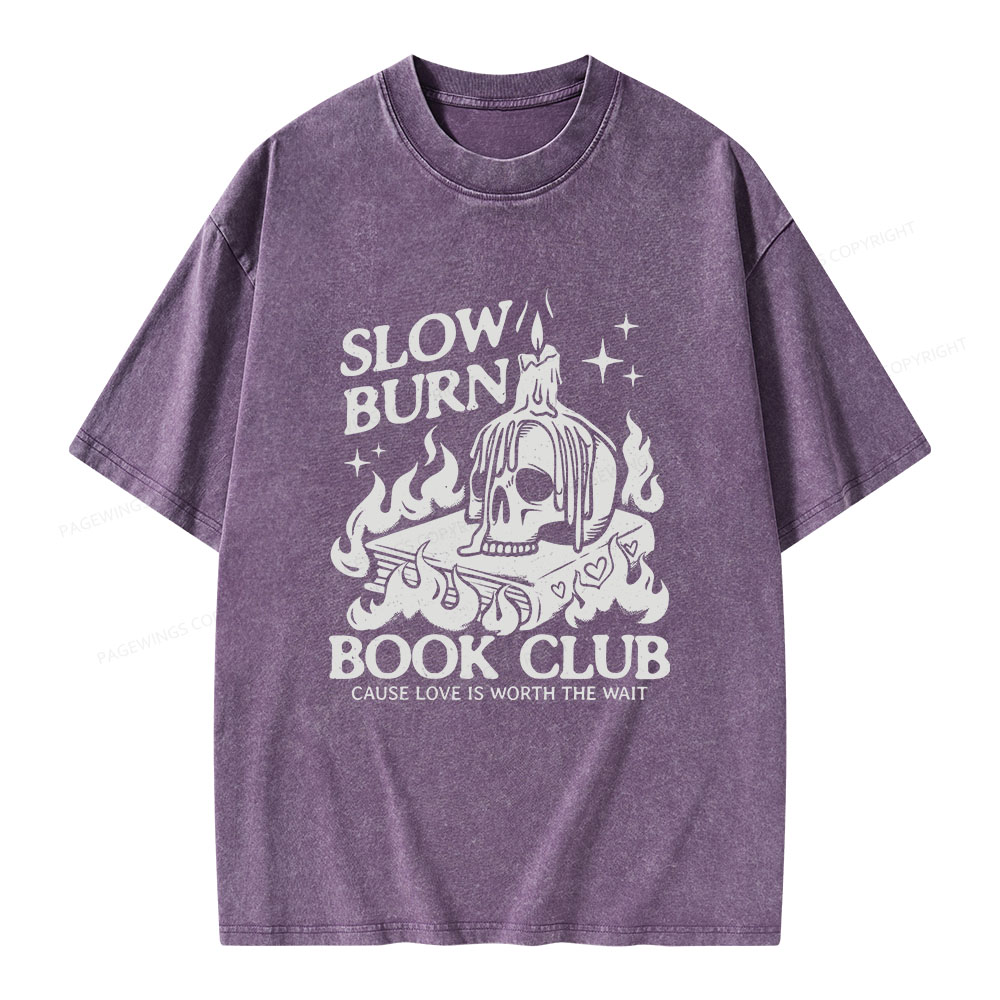 Pagewings Slow Burn Book Club Unisex Washed T-shirt