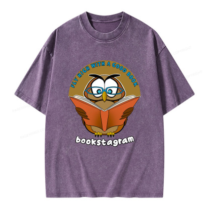 Pagewings Fly High With A Good Book Unisex Washed T-shirt