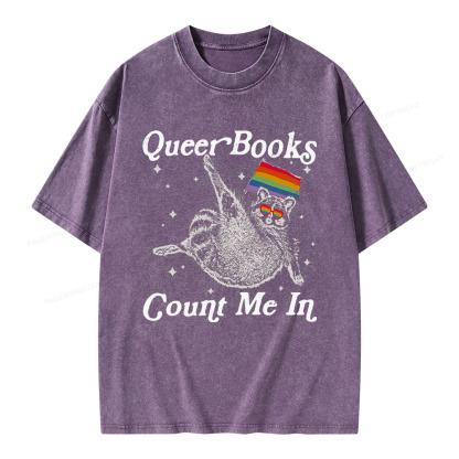 Pagewings Queer Books Count Me In Unisex Washed T-shirt