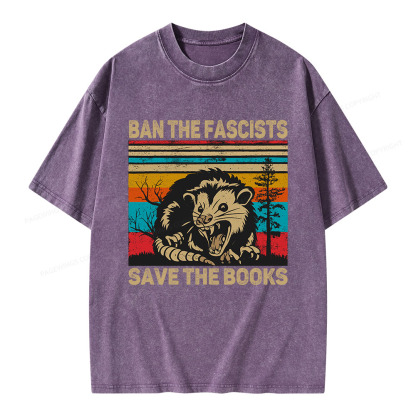 Pagewings Ban The Fascists  Save The Books  Unisex Washed T-shirt