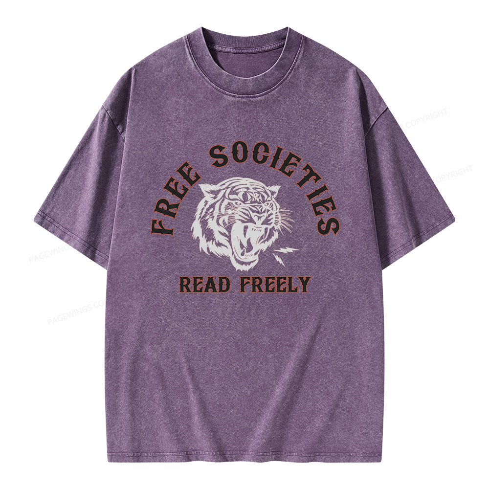 Pagewings Free Societies Read Freely Unisex Washed T-shirt