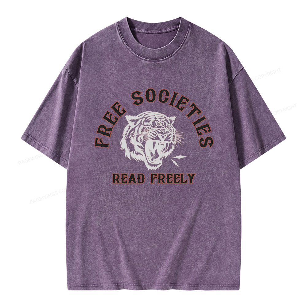 Pagewings Free Societies Read Freely Unisex Washed T-shirt
