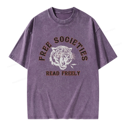 Pagewings Free Societies Read Freely Unisex Washed T-shirt