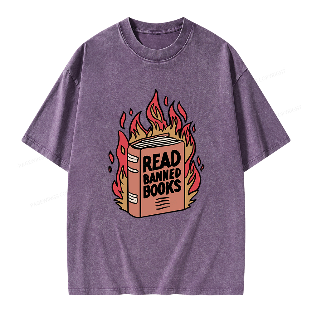 Pagewings Read Banned Books Shirt Unisex Washed T-shirt