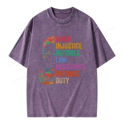 Pagewings When Injustice Becomes Law Unisex Washed T-shirt