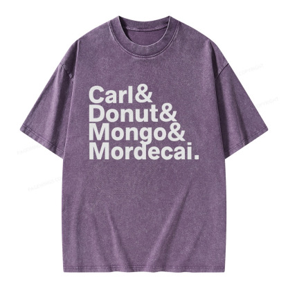Pagewings Carl Donut Mongo Mordecai Unisex Washed T-shirt