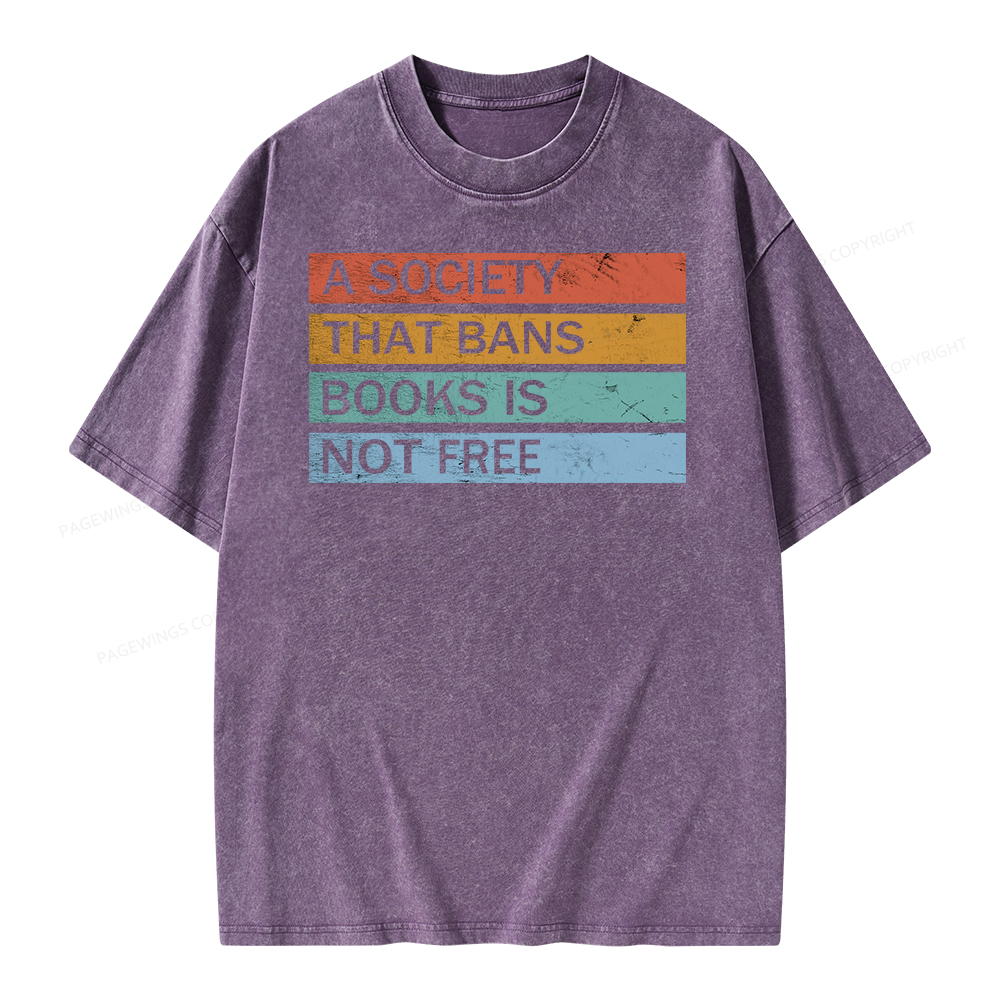 Pagewings Banned Books Shirt, Read Banned Books Unisex Washed T-shirt