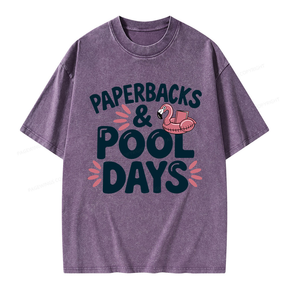 Pagewings Paperbacks And Pool Days Unisex Washed T-shirt