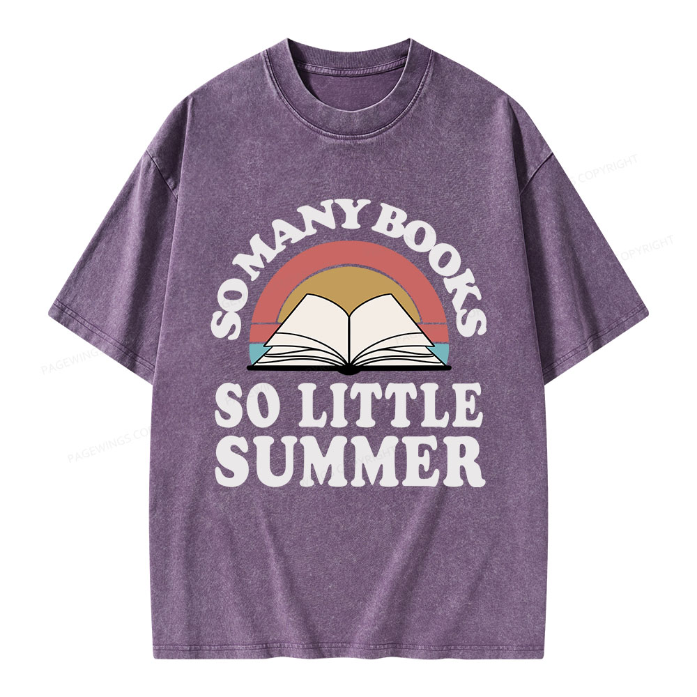 Pagewings So Many Books So Little Summer Unisex Washed T-shirt