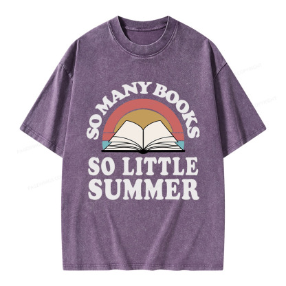 Pagewings So Many Books So Little Summer Unisex Washed T-shirt