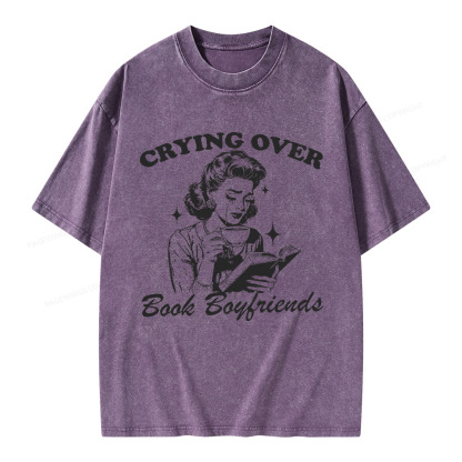 Pagewings Crying Over Book Boyfriends  Unisex Washed T-shirt
