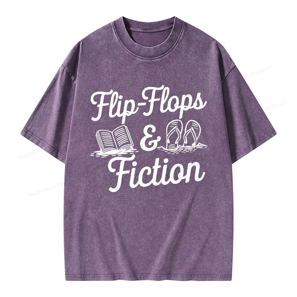 Pagewings Flip Flops And Fiction Unisex Washed T-shirt