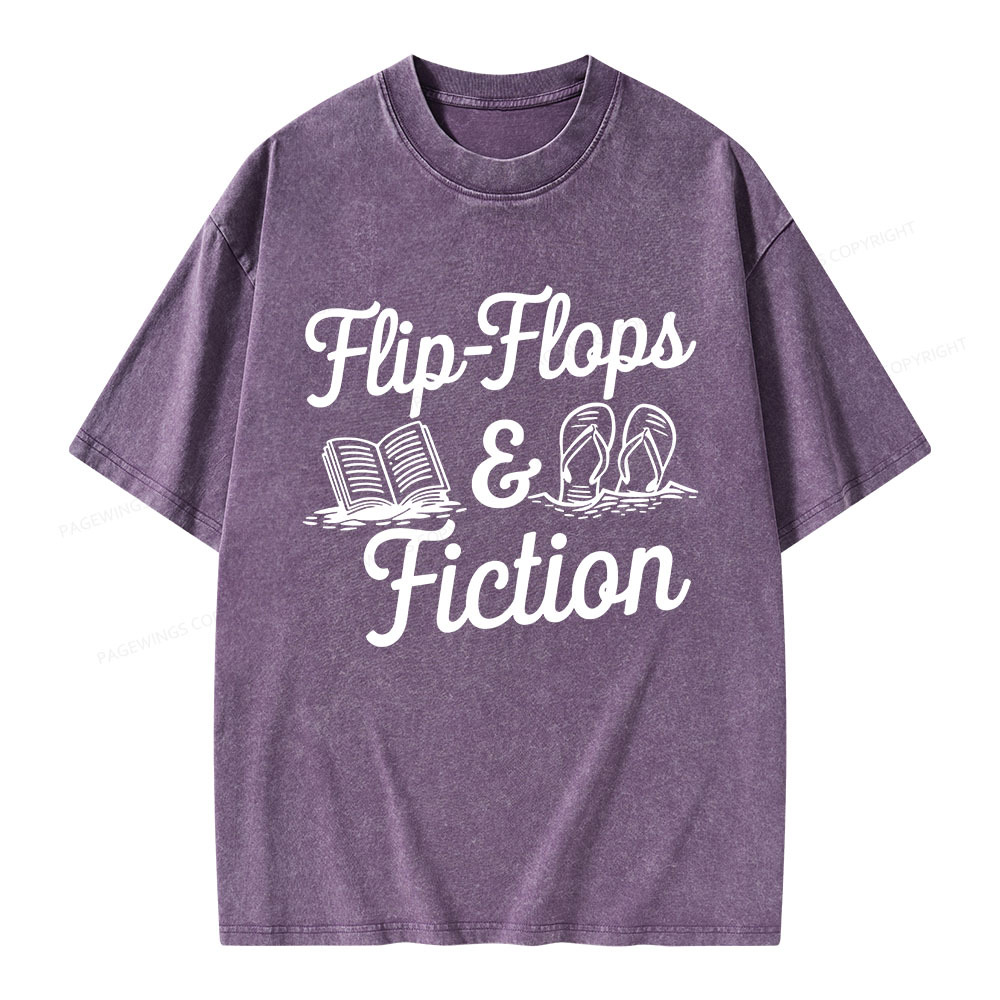 Pagewings Flip Flops And Fiction Unisex Washed T-shirt