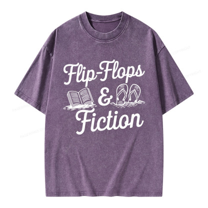 Pagewings Flip Flops And Fiction Unisex Washed T-shirt