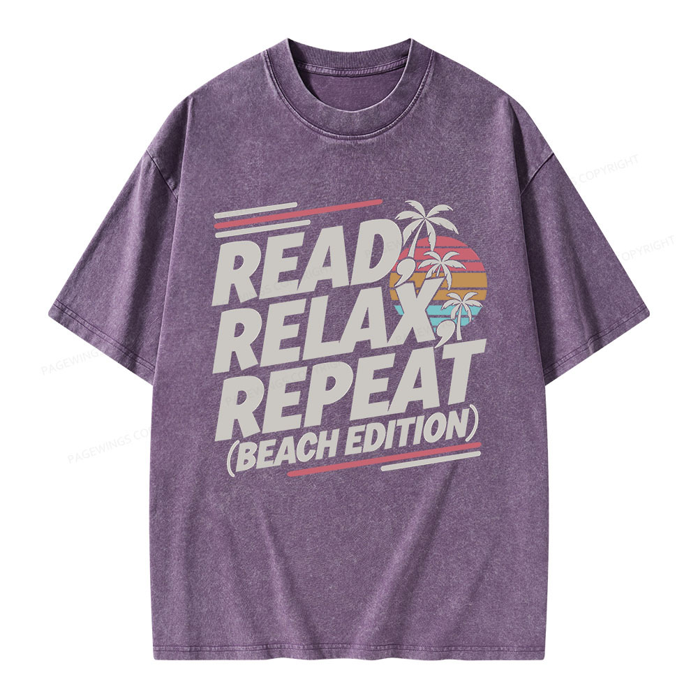 Pagewings Read Relax Repeat Unisex Washed T-shirt