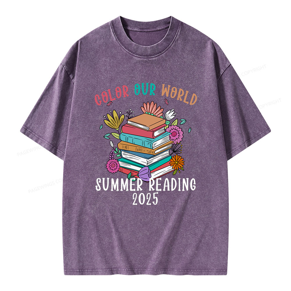 Pagewings Summer Reading 2025 Unisex Washed T-shirt