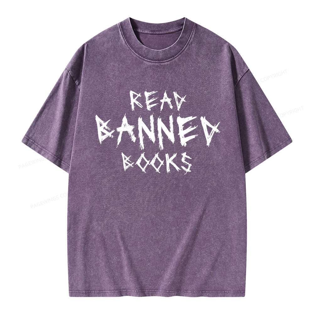 Pagewings I Read Banned Books Unisex Washed T-shirt