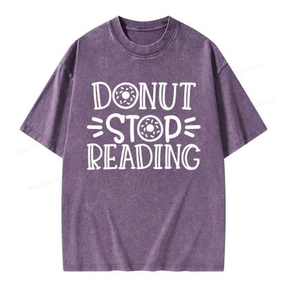 Pagewings Donut Stop Reading Unisex Washed T-shirt